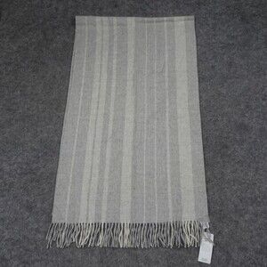 Eileen Fisher Scarf Womens One Size Gray Wrap Baby Alpaca Striped Tasseled